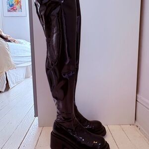 Sleek Black Patent Over-the-Knee Boots
